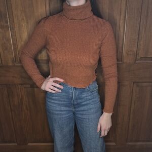 Forever 21 Cropped Burnt Orange Turtleneck Sweater